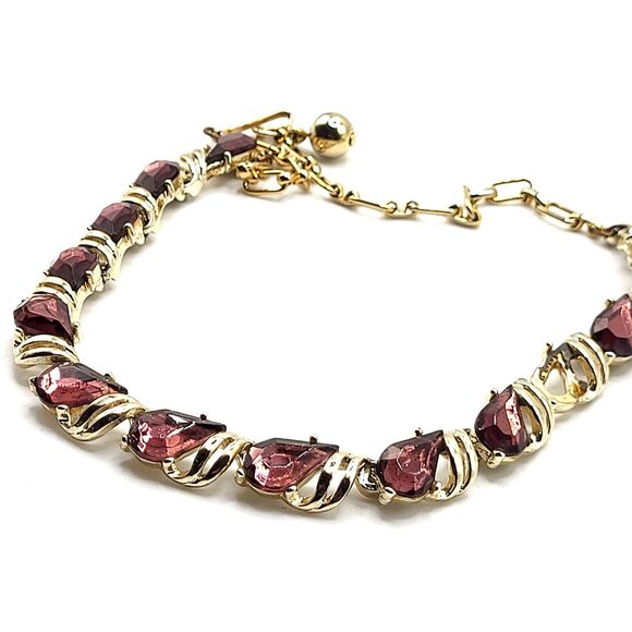 Vintage 1950s Purple Teardrop Choker Collar Necklace Chunky 15in - Picture 2 of 2